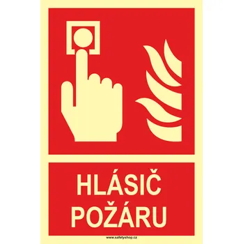 Hlásič požáru ISO 7010 - fotoluminiscenční ftl samolepka 200 x 150 mm