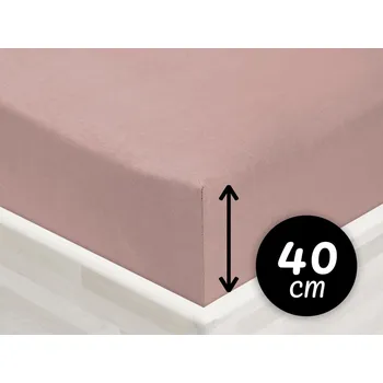 Prostěradlo Jersey napínací prostěradlo na extra vysokou matraci JR-024 Hnědorůžové 140 x 200 - výška 40 cm
