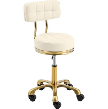 physa Rollhocker mit Lehne - 51 - 66 cm - 150 kg - Beige/Golden PHYSA GELA BEIGE