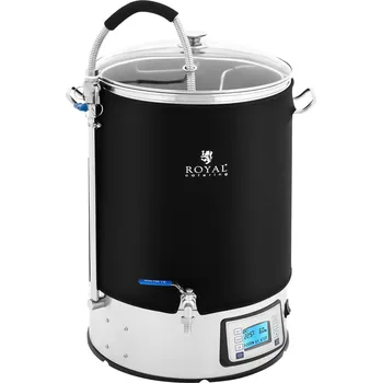 Royal Catering Kotel na vaření piva s izolací - 40 L - 2500 W - 10 - 100 °C - ušlechtilá ocel - LCD displej - časovač RCBM-40IN