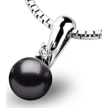 Přívěsek Dámský přívěsek přírodní diamant 0.025 ct perlový 10891-B-DIA-Black bez řetízku