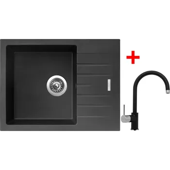 Granitový dřez Akční Sinks PERFECTO 650 Pureblack + VITALIA GR