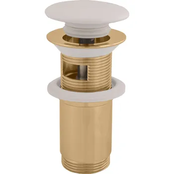 Sifon Slezak-RAV Výpusť umyvadlová CLICK-CLACK 5/4 s keramickou zátkou zlato, Barva: ZLATÁ - lesklá MD0485Z
