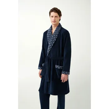 Pánský župan Pánský modrý župan s klopou a diamantovým potiskem Vamp, blue XXL i512_21699_180_6