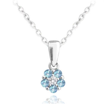 Náhrdelník Stříbrný náhrdelník se světle modrou kytičkou