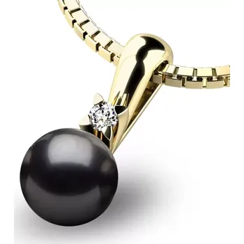 Přívěsek Dámský přívěsek přírodní diamant 0.025 ct perlový 10891-ZL-DIA-Black délka řetízku 40 cm