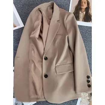 Dámské sako Elegantní dámské sako s knoflíky na manžetách Barva: Khaki, Velikost: XL