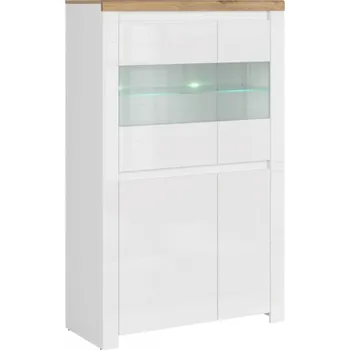 Komoda ARTEN (NANO Systems s.r.o.) Nízká vitrína VIGO-2D2W (Bílý lesk)