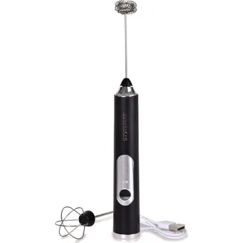 SYSTEMAT | USB napěňovač mléka a šlehač vajec 2v1 | 3 rychlosti & nabíjecí mini šlehač černý