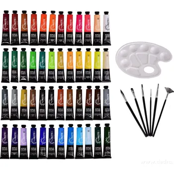 Vodová barva ART | 48 ks exkluzivní sada akrylových barev s příslušenstvím | vodou ředitelné, netoxické, rychleschnoucí