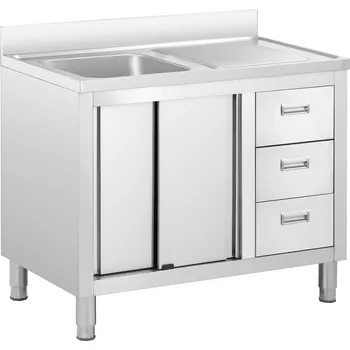 Příslušenství pro myčku Dřezová skříň - 1 dřez - Royal Catering - ušlechtilá ocel - 100 x 60 cm RC-IKS10