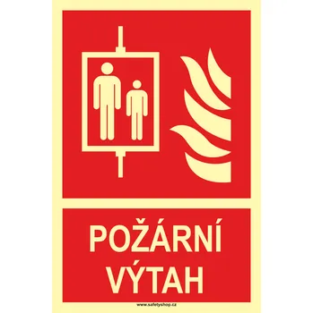 Požární výtah ISO 7010 - fotoluminiscenční ftl samolepka 300x200 mm