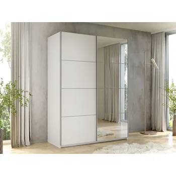 Šatní skříň MOB Šatní skříň s posuvnými dveřmi Artaman 150 (bílá) (se zrcadlem)