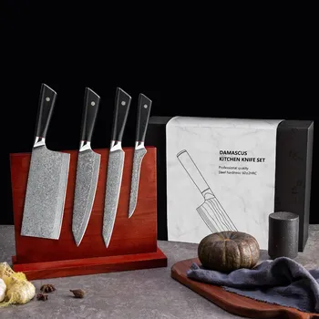 Kuchyňský nůž Swityf Sada nožů z damaškové oceli s magnetickým stojánkem