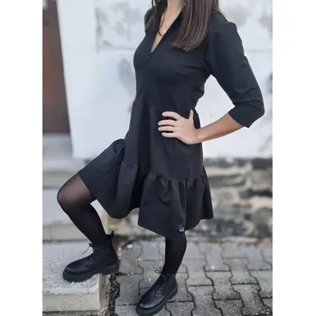 Dámské šaty Kulišárny Dámské teplákové BOHO šaty BLACK VELIKOST: 40-42, DÉLKA RUKÁVU: KRÁTKÝ RUKÁV