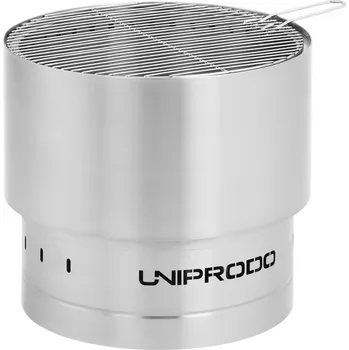 Zahradní krb Uniprodo Přenosné ohniště - z ušlechtilé oceli - s grilovacím roštem - 50 x 50 x 45 cm UNI_FP_10