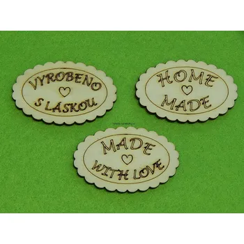 Dřevěné výřezy z překližky, C104, cedulka-HOME, 4,5x2,8cm, 1ks