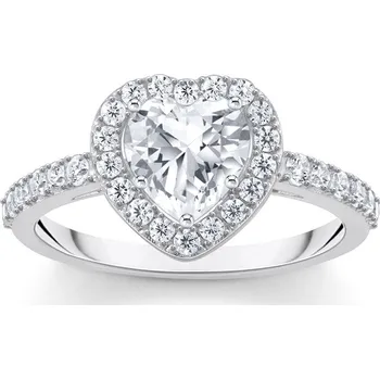 Prsten Thomas Sabo TR2477-051-14-56 Silver Halo-Ring in Heart Shape with white Zirconia Ladies