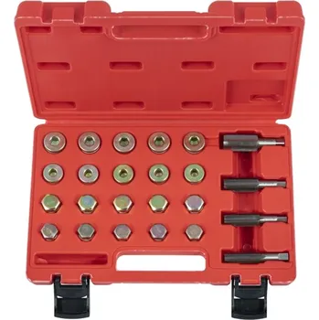 Sada na opravu vypouštěcích šroubů olejových van M13, M15, M17, M20, QS60324 (24 dílná sada na opravu závitů olejových van, výpustných a kontrolních šroubů převodovek, diferenciálú a pod.)