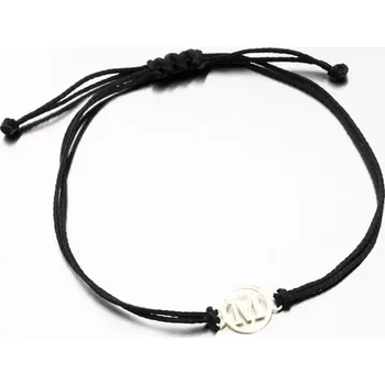 Náramek Náramek žluté zlato 585 černého provázku sem písmenem M LT14-005ZL-M délka 23 cm