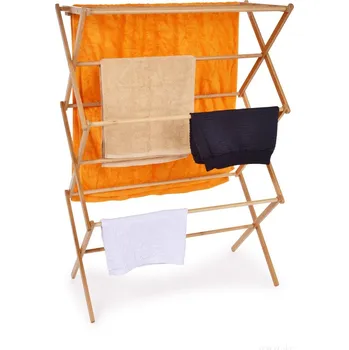 Sušák na prádlo GoEco® | Bambusový vícepatrový skládací sušák na prádlo se silnými tyčemi | 105 cm