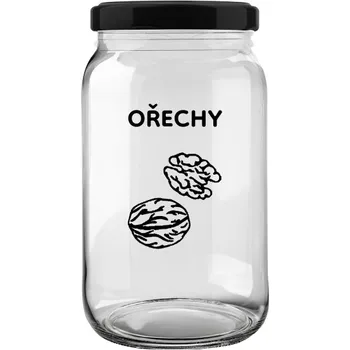 Sklenice Úklid pro klid Sklenice na ořechy Velikost: 0,9 l, Typ písma: Tiskací