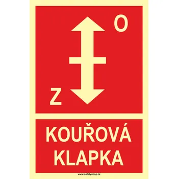 Značení Kouřová klapka ISO 7010 - fotoluminiscenční ftl plast 200 x 150 mm