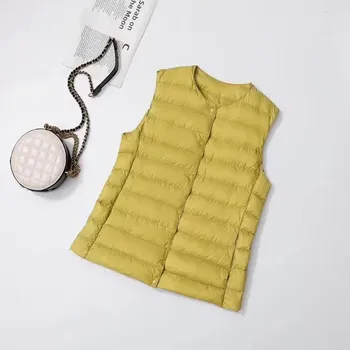 Dámská vesta Prošívaná krátká vesta Barva: Žlutá, Velikost: 2XL