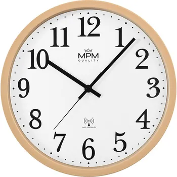 Hodiny MPM Rádiem řízené nástěnné plastové hodiny s rámem v imitaci dřeva Radio Clermont - rádiem řízené E01.4503.50