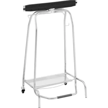 Odpadkový koš Uniprodo Stojan na odpadkový pytel - černý, stříbrný - nožní pedál - 2 otočná kolečka s brzdami RC_RSC_02A