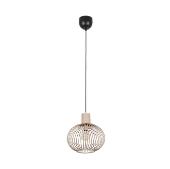 Trio Leuchten 365790166 GILA - Vintage závěsné svítidlo v pískové barvě, 1 x E27, Ø 33cm (Pískově hnědý vintage lustr do kuchyně nebo obýváku)