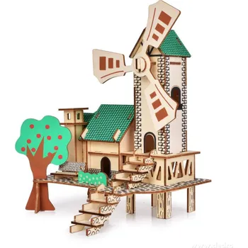 ostatní stavebnice WOODCRAFT | 3D skládací dřevěná stavebnice MLÝN | 22 cm | bez lepidla + můžeš vybarvit