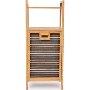 GoEco® | Bambusový regál s výklopným košem na prádlo a poličkou | 95 cm