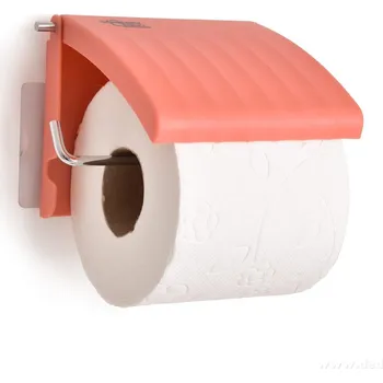 BATH | nástěnný držák na toaletní papír | kov + plast | samolepicí montáž bez vrtání | lososový