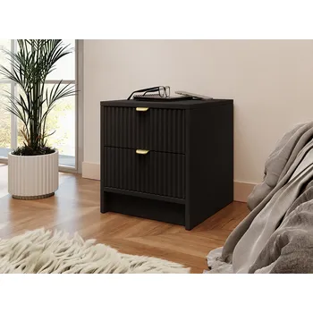 Noční stolek MOB Noční stolek Rozoma 2SZ (černý molet + zlatá)