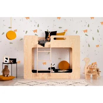 Dětská postýlka Adeko Originální patrová dětská postel z masivního dřeva v přírodní barvě Simba Rozměr: 70x160 cm, Vstup do postýlky: Levá