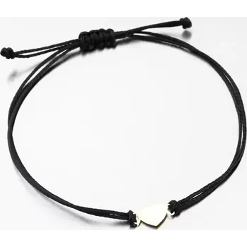 Náramek Náramek žluté zlato 585 černého provázku sem srdcem LT14-003-ZL délka 19 cm