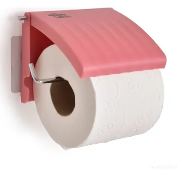 BATH | nástěnný držák na toaletní papír | kov + plast | samolepicí montáž bez vrtání | růžový