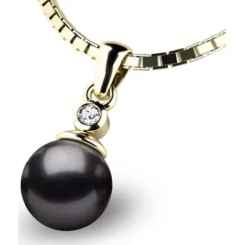 Přívěsek Dámský přívěsek žluté zlato 585/1000 přírodní diamant 0.027 ct černá perla a 10870-ZL-DIA-Black 10870-DIA-Black délka řetízku 40 cm