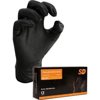 Vyšetřovací rukavice Jednorázové nitrilové rukavice SD Grip černé 50 ks XL