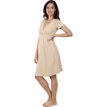 Těhotenské noční prádlo Moniel košilka/šaty kojící Pastel béžová Velikost: XXL