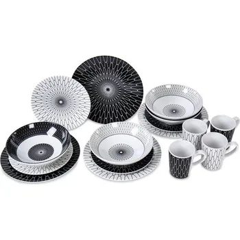 Příslušenství ke karavanu Sada nádobí Camp4 BLACK - WHITE pro 4 osoby