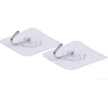 Věšák PRAKTIK | samolepicí háčky 2 ks | transparentní | zavěšení bez vrtání