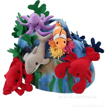 plyšák OCEAN FRIENDS | plyšový korálový útes + 5 mořských zvířátek | 36 cm | se zipem & uchem