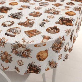 ubrus Bavlněný oválný ubrus Sandra SA-543 Vánoční atmosféra 80x120 cm