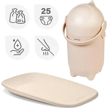 Přebalovací podložka Nattou - Koš na pleny a přebalovací podložka SOFTY 50x70 cm béžová