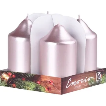 Svíčka Válec 4ks 50x90 metal starorůžová