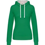 KARIBAN Dámská mikina s kontrastní kapucí K465 Barva: Zelená kelly světlá - Bílá, Velikost: L