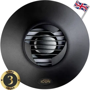 Domácí ventilátor Airflow iCON 30, designový koupelnový semiradiální ventilátor, antracit