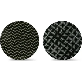 Svícen Podtácek na svíčku 200mm kulatý černá se zlatou